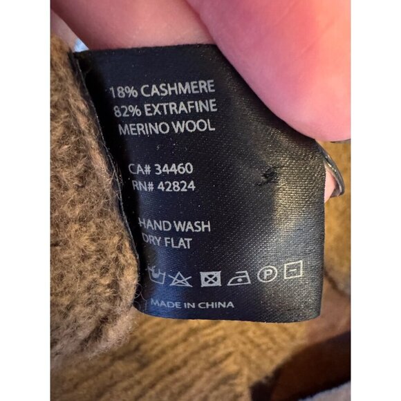 Veda Sweater Women Small Brown Black Leopard Print Cashmere Wool Turtleneck - Picture 8 of 8